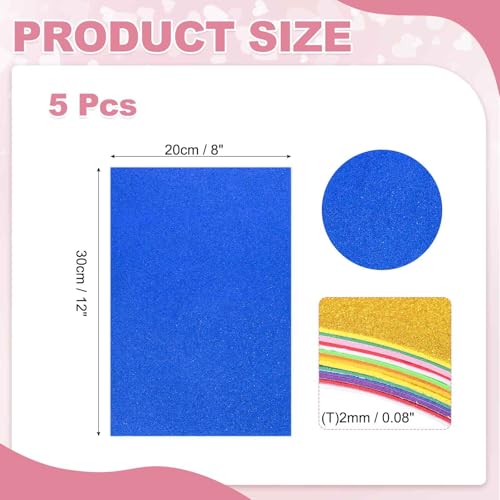 MECCANIXITY 5 Sheets Dark Blue Shiny Foam Sheets with Adhesive Backing, 8x12Inch Self-Adhesive Shiny EVA Foam Sheets Sticky EVA Paper Stickers for Art Crafts Projects, DIY Party Decoration - color: Dark Blue