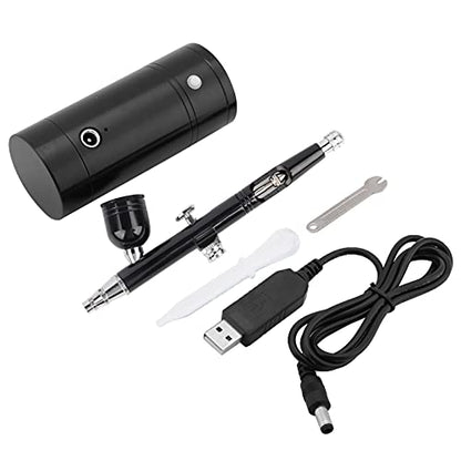 Aluminum Barber Compressor, 0.3mm Black Mini Air Compressor Spray Gun Airbrush Set