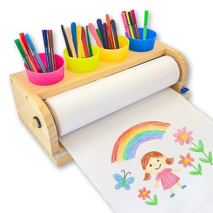Kids Art Easel & Paper Roll, Tabletop Drawing Station, 30-Pc Set
