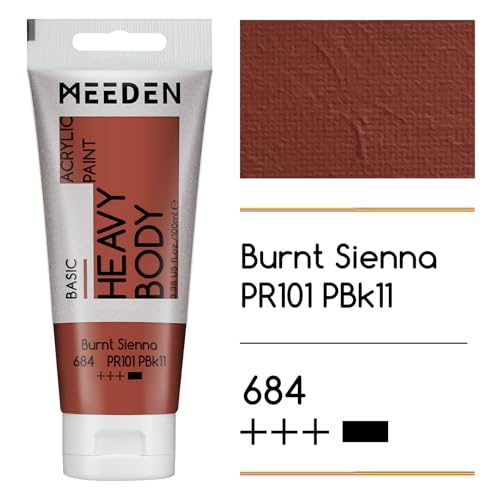 MEEDEN Acrylic Paint Burnt Sienna: 100ml/3.38oz x 2 with Titanium White - color: Burnt Sienna, size: 2 Tubes