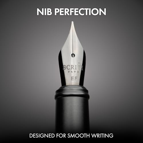SCRIVI PENS Fountain Pen Set, Extra Fine Nib, 5 Ink Cartridges, Black - color: Black, style: Extra Fine Nib