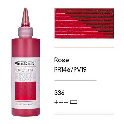 MEEDEN Soft Body Acrylic Paint: Rose Red Matte Finish 250ml/8.45oz | Bulk Acrylic Colors in Ergonomic Bottle - Fluid Flow Art Paints for Artists Canvas Painting - color: Rose