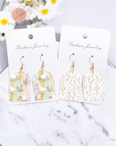 Puocaon Easter Polymer Clay Transfer Paper - 18 Pcs Spring Floral Eggs Rabbits Bunny Easter Clay Transfer Sheets for Earrings Jewelry Making - color: flower rabbits
