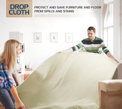 Canvas Drop Cloth 4x5 Ft, Drop Cloth for Painting, 1 Pack | Washable and Reusable, Canvas Fabric, Furniture & Floor Protection, Highly Absorbent, Duck Dropcloth - size: 4ft X 5ft ( Pack of 1 )