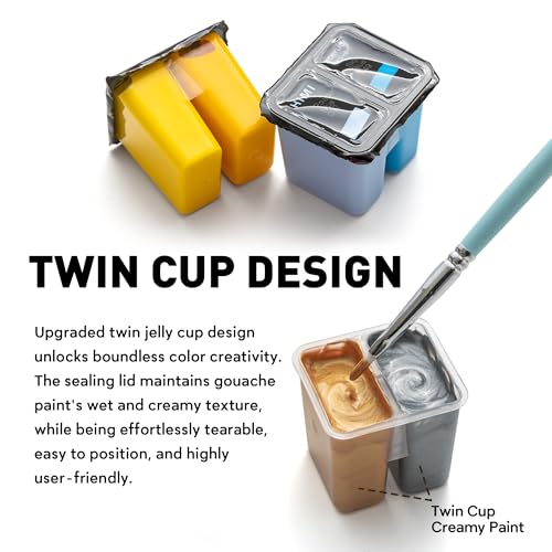 HIMI Twin Cup Jelly Acrylic Paint Set, 48 Colors 12g, High Viscosity, Blendable, Paints on Rocks Crafts Canvas Wood, Fabric, Ceramic & Stone, Art Craft Paints Gifts for Artists Beginners & Painters - color: 48colors