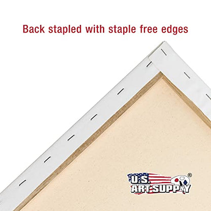 U.S. Art Supply 8 x 24 inch Stretched Canvas for Painting, 12oz Triple Primed, 6-Pack - Professional Artist Quality White Blank 3/4" Profile, 100% Cotton, Heavy-Weight Gesso - Acrylic Pouring, Oil - size: 8" x 24"