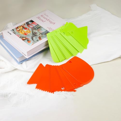 12-Piece Plastic Clay Scraper Set – Serrated Sculpture Knives & Scrapers for Soft Clay, Pottery & Craft Projects (Green/Orange)