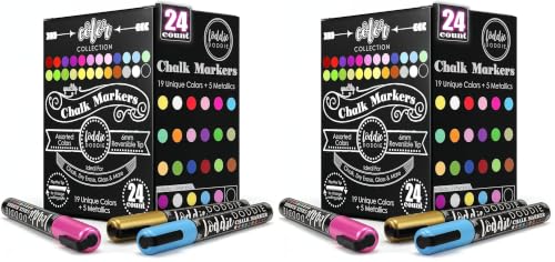 Loddie Doddie Chalk Markers - Pack of 48, 6mm Reversible Tips - Liquid Chalk Pens for Glass Surfaces & Windows - Erasable Pens for Chalkboard Calendar - Non-Toxic Chalkboard Markers - size: 1 Count (Pack of 48)