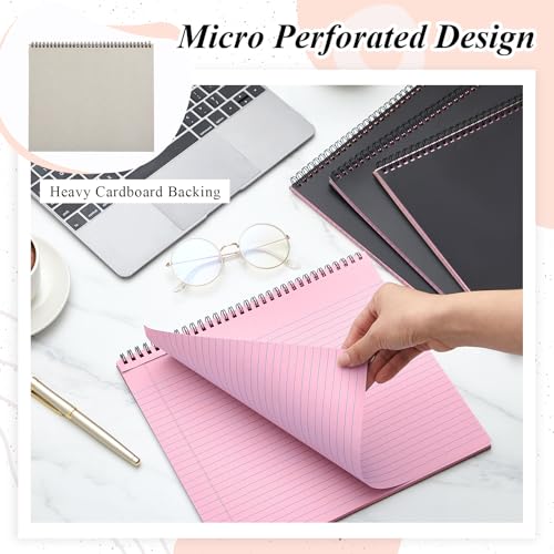 4 Landscape Legal Pad 11 x 9.5 College Ruled Top Spiral Horizontal Notebook | 4 Pink Pads, 50 Sheets Each, Hole Punched Pages, Simple Color Coding for Classes, Projects, Meetings and Daily Note Taking - color: Pink