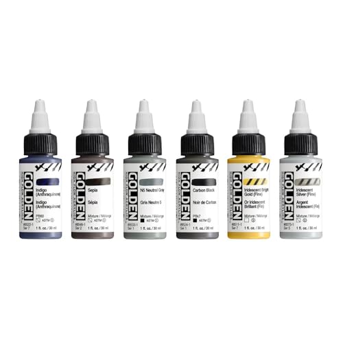 High Flow Acrylics by GOLDEN, High Flow Drawing & Lettering Set, 6 Colors, Professional Acrylic Paint