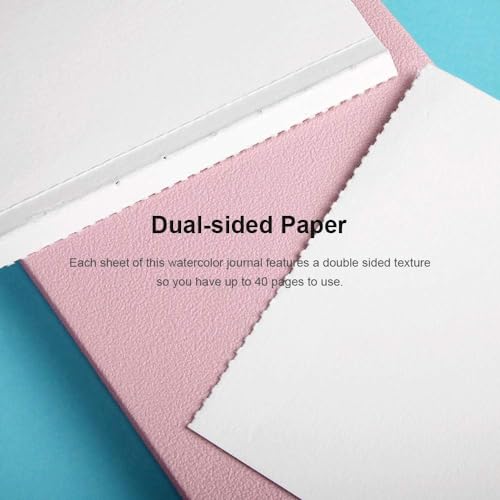 Paul Rubens 2 Pack Watercolor Paper, 100% Cotton Hot Press Watercolor Journal 3.8" x 5.2", 40 Sheets (140lb/300gsm), Acid-Free Art Supplies for Watercolors, Gouache, Acrylics - color: Pink, size: 3.8" x 5.2"