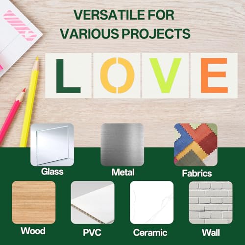 WISYOK 2 Inch 65 Pcs Letter Stencils, Numbers and Alphabet - size: 2 Inch-65Pcs