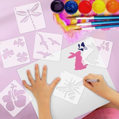72 Pcs Botanical Stencils Set, Reusable Butterfly & Flower Painting Templates - Leaf, Dragonfly, Wildflower Nature Crafts Kit for Wall Murals, Fabric Art, Wood Signs, Kids Classroom Projects - style: Plant and Butterfly