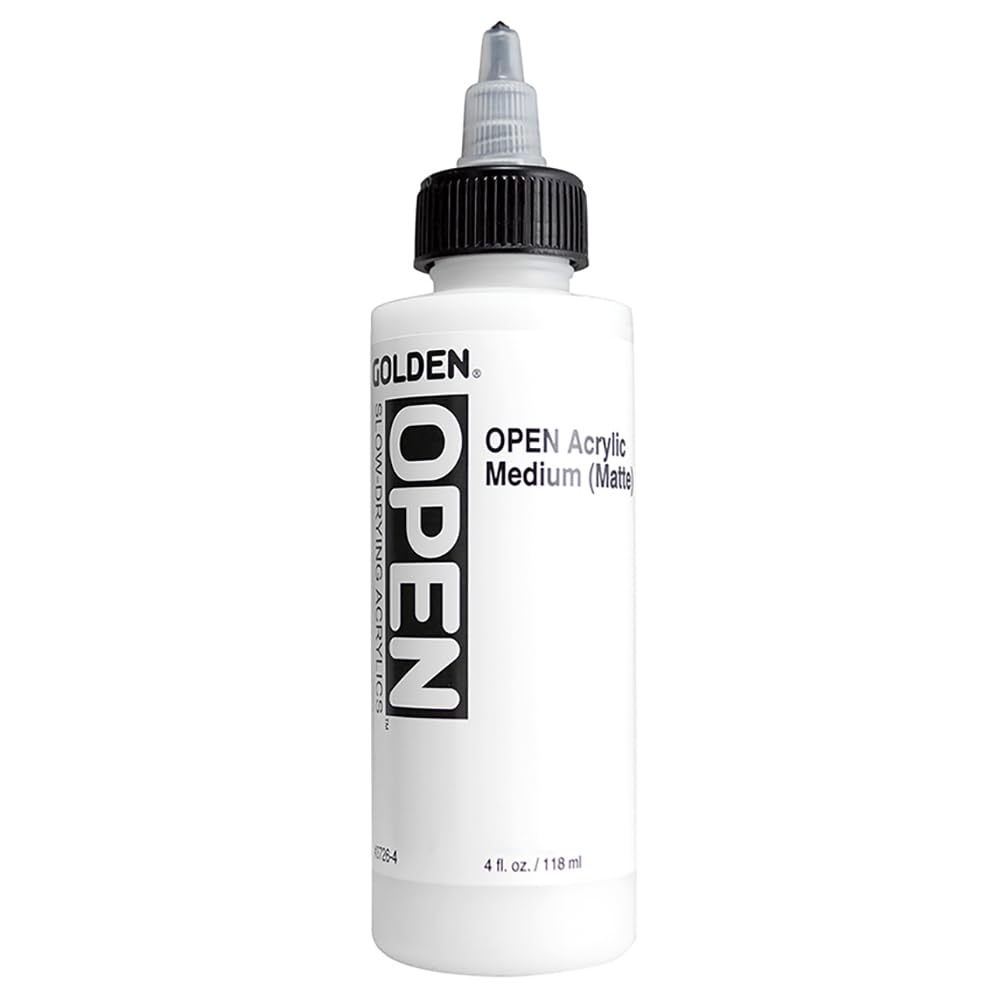 GOLDEN OPEN Acrylic Medium (Matte), 4 fl. oz. Bottle | Artist grade slow drying acrylic medium. - size: 4 Fl Oz (Pack of 1)