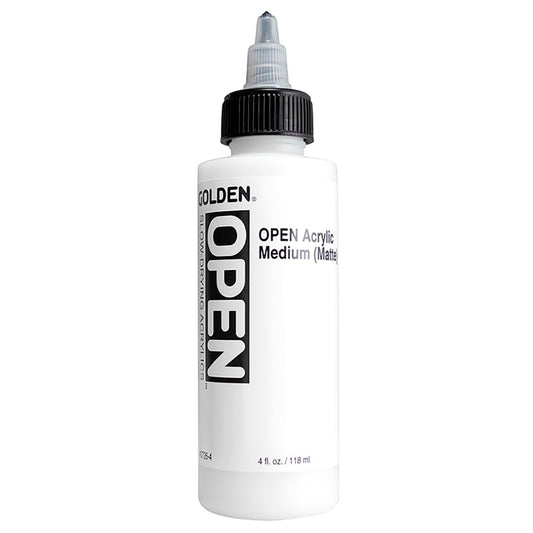 GOLDEN OPEN Acrylic Medium (Matte), 4 fl. oz. Bottle | Artist grade slow drying acrylic medium. - size: 4 Fl Oz (Pack of 1)