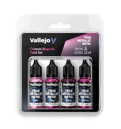 Vallejo - Crimson Magenta Set, True Metallic Metal, 4 Bottles x 0.6 fl.oz. - color: Crimson Magenta