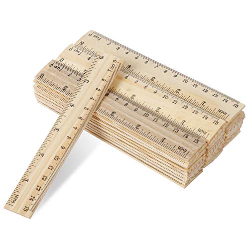 KINJOEK 144 Packs 6 Inch Wooden Rulers Bulk Double Sided Pine Wood School Small Ruler Measuring for Home, Student, Office Use, 2 Scale, 15 cm - size: 144 Packs 6 Inch