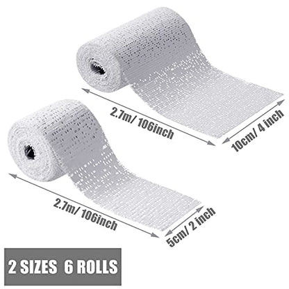 Nuanchu 6 Rolls Plaster Cloth Gauze Bandage Undercast Padding Wrap Use Strips Wrap Cast Material for for Project, Mask Making, Sculptures, Body Casts, Scenery Construction (1.97 x 3.93 Inch White)