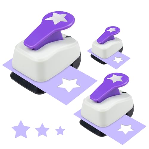 Star Punches for Paper Crafts 3/8", 1", 5/8" Set in Purple - size: 3/8 inch + 5/8 inch + 1 inch