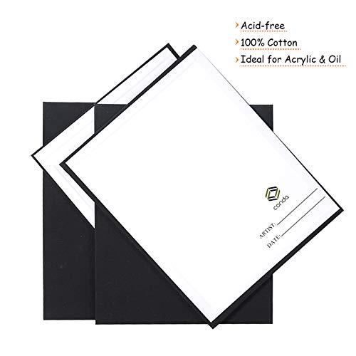CONDA Black Canvas Panels 5x7 inch, Pack of 14, 100% Cotton Acid-Free, 8 oz Gesso-Primed, Art Boards for Oil & Acrylic Painting - size: 5"x7"