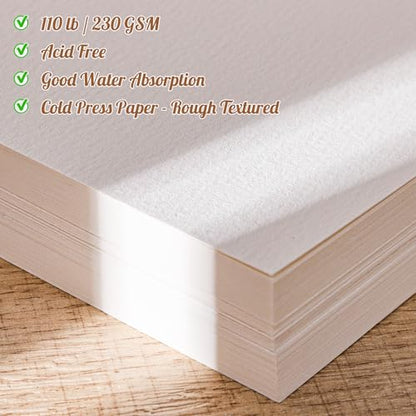 80 Sheets Watercolor Paper Bulk, 5 x 7 in, 110 Lb/230 GSM, Cold Press - size: 5 x 7Inch