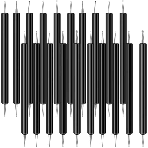 Ashmacdo 20 Pcs Dotting Tools for Painting,Ball Embossing Tool Tracing Stylus for Transfer Paper Drawing Nail Art - color: Black