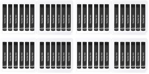 PATIKIL Black Oil Pastels, 24Pcs Soft Oil Crayons Creamy Pastels Stick Art Supplies for Art Painting Drawing Blending Graffiti for Artists Beginners (Pack of 2) - color: Black
