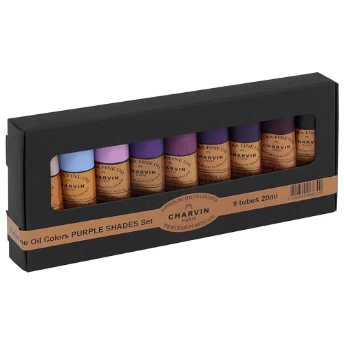 Charvin Extra Fine Professional Oil Paint Set for Artists, Shades of Purple - Bonjour Set of 9, 20 ml Tubes, Finely Milled, Non-Yellowing Artist Oil Paints in French Riviera-Inspired Hues