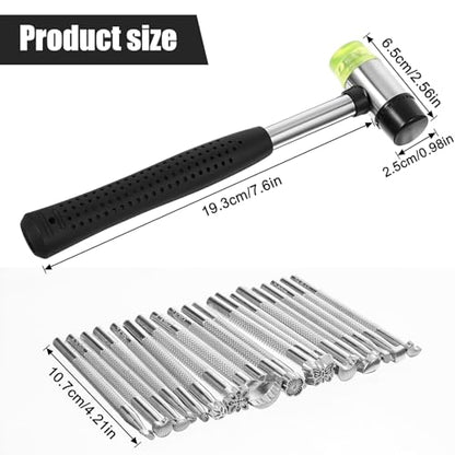 21 PCS Leather Stamping Tools, Leather Stamping Kit with Rubber Hammer, 20 Different Special Shape Stamp Set Carving Tools Stamps for Working