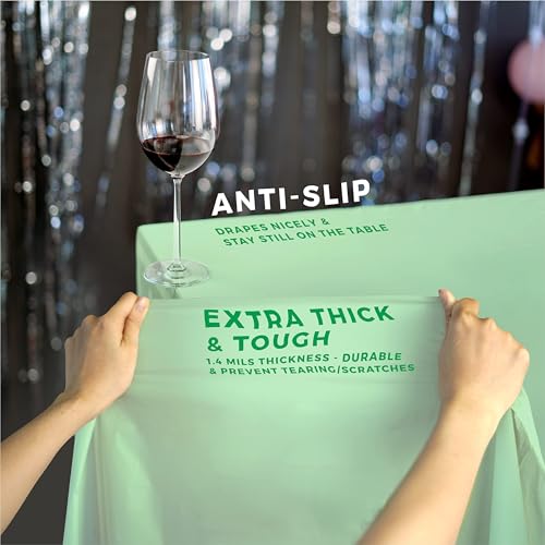 ANECO 100% Compostable Tablecloths for Rectangle Tables (54''x108'', 3 Count) - Green Disposable Rectangular Tablecloth - Anti-Plastic Table Cover for Outdoor, Party, Picnic, Wedding | Disposable, Rectangular, Anti-Plastic Table Cover, For Outdoor, Party,