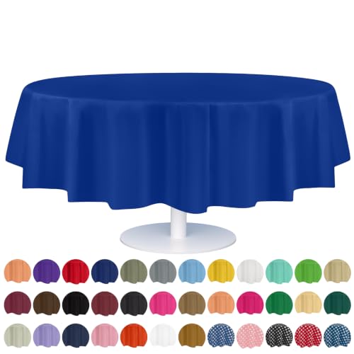 Grandipity Blue Plastic Table Cloth Disposable (6 Pk) 84in Round Tablecloth Premium Party Table Cloths Disposable - Perfect Table Cloth Round Cover for Any Table Up to 6 Feet - color: Blue, size: 84 inches Round