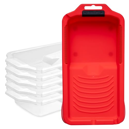 Mister Rui 4 Inch Paint Tray Set with 5 Liners, 6 Pack | Sturdy Plastic Paint Tray with Disposable Liners for Quick Cleanup. Ideal for Trim, Touch-Ups and Small Craft Projects - size: 4 Inch, 6 Pack