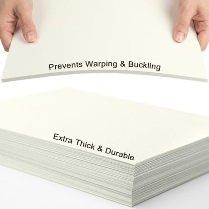 100 Sheets Watercolor Paper 8.5x11 Inches, 300 GSM Cold Press, Thick Watercolor & Mixed Media Paper Bulk – Paint Paper for Watercolor, Acrylic, Gouache, Ink, Sketching & Crafts