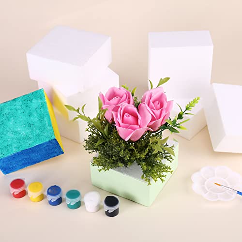 AMZQNART 8pcs 4x4x2in Craft Foam Blocks White for DIY Crafting and Model | Polystyrene Foam Blocks, Art Sculpting, Flower Arrangements, Sculpture, Modeling, School and Home DIY - size: 4×4×2in-8pcs
