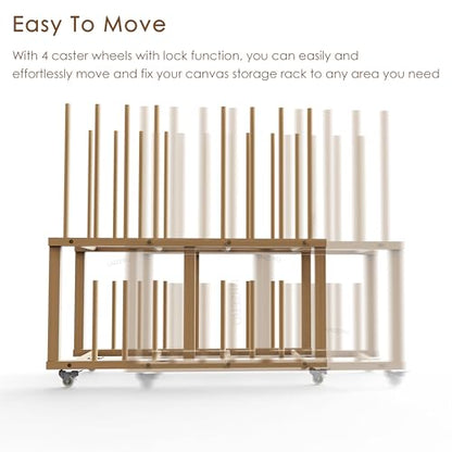 Art Storage Rack, Art Canvas Storage, Art Drying Rack, Canvas Boards Rack Art Storage with Handle & Caster Wheels for Drawing Board, Panel, Paper Pad for - size: 16"D x 38.5"W x 39.5"H