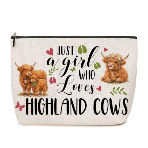 Highland Cow Gifts for Girls Makeup Bag Funny Animal Cosmetic Bag - color: Multicolor 1757