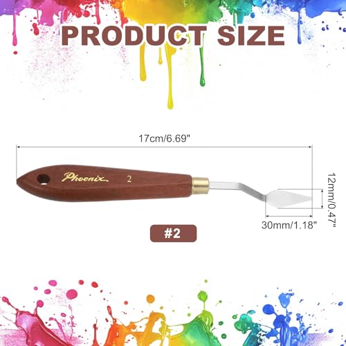 MECCANIXITY Pack of 1 Palette Knife No.2, 6.7" Long Palette Knives with Stainless Steel Flexible Spatula Pallet Knife and Wood Handle for Scraping, Mixing, Oil Acrylic Painting Canvas - style: No.2