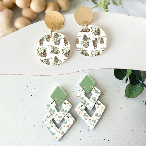 6Pcs Animal Transfer Paper for Polymer Clay, Ducks,Birds Mokey,Leopard Print Water Soluble Transfer Sheets for Polymer Clay, Polymer Clay Transfer Paper for DIY Art Jewelry Earrings Making 5.82X3.93in