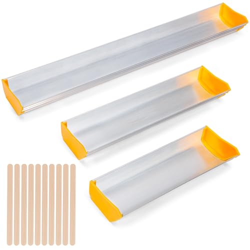 Caydo 3 Pcs Dual Edge Emulsion Scoop Coater with 10 PCS Wooden Sticks, 8'' 10'' 16'' Inch Aluminum Silk Screen Printing Coating Tool for Silkscreen Printing