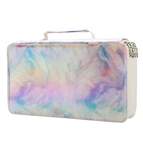 300 Slots Pencil Case 4-Layer Zipped Holder w/Handle - color: Marble-Purple, size: 300