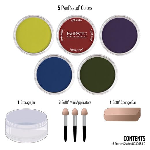 PanPastel Artist Pastels by GOLDEN, Starter Shades Set, 5 Color, Professional Artist Pastels, Unique Pan Format (cake-like) - color: Multicolor, style: Artist's Palette