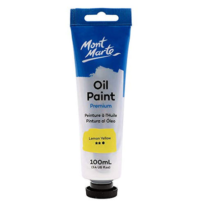 Mont Marte Oil Paint Premium, 3.4 US fl.oz (100ml) Tube, Lemon Yellow, Heavy Body Paint, Artist Quality, Good Coverage, Excellent Tinting Strength, Ideal for Painting Canvas - color: Lemon Yellow, size: 3.4 Fl Oz (Pack of 1)