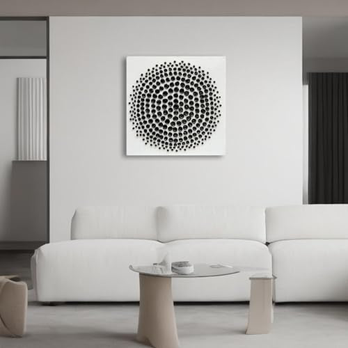 Art Hand Painted Black and White Abstract Texture Art Oil Painting Modern Art Canvas Wall Art Deco 24x24 inches - color: Yi071