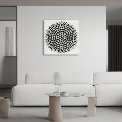 Art Hand Painted Black and White Abstract Texture Art Oil Painting Modern Art Canvas Wall Art Deco 24x24 inches - color: Yi071