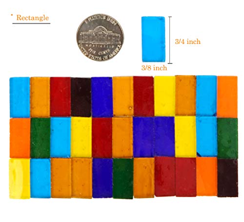 1.1-Pound Rectangle Transparent Glass Mosaic Tiles, Cathedral Stained Glass Sheets Pieces for Crafts, Assorted Colors - color: Transparent Assorted Colors - Rectangle