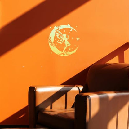Fairy Moon Stencil for Painting 11.8 x 11.8 Inch Reusable Plastic Fairy Template for Painting on Wall Wood Furniture Fabric Canvas, DIY Craft Stencil | 11.8" x 11.8" Plastic Craft Stencil, Fairy Moon Wall Stencil, DIY Home Decor Template for Wall Wood Fab