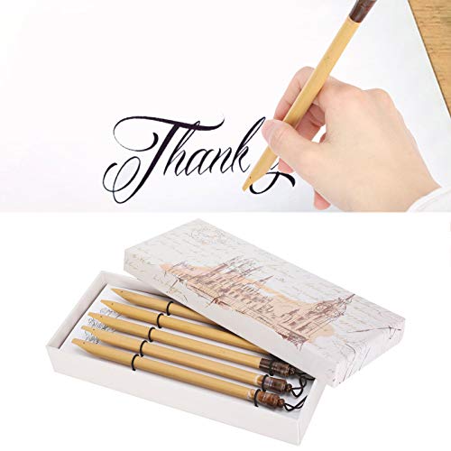 5pcs Calligraphy Dip Pen Calligraphy Pens for Writing | Comic Pen Nib Set for English Writing, Calligraphy, Painting, Drawing (Natural bamboo tip set)
