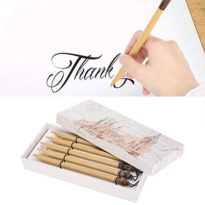 5pcs Calligraphy Dip Pen Calligraphy Pens for Writing | Comic Pen Nib Set for English Writing, Calligraphy, Painting, Drawing (Natural bamboo tip set)