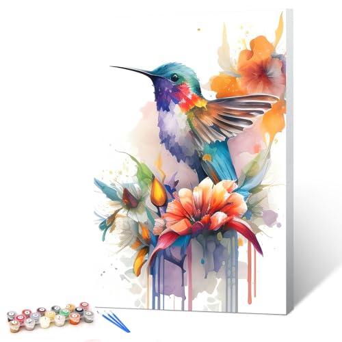Ginkko Bird Framed Paint by Numbers Kit for Adults 8X 12 inch, Flowers - color: Bird framed, size: 8x12 Inch