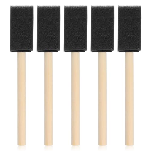 Thinp 1" Foam Paint Brushes, 5 Pcs Sponge Paint Brush Lightweight & Durable Foam Brushes Sponge Brush for Painting Craft Staining Varnish Touch Up (Black)